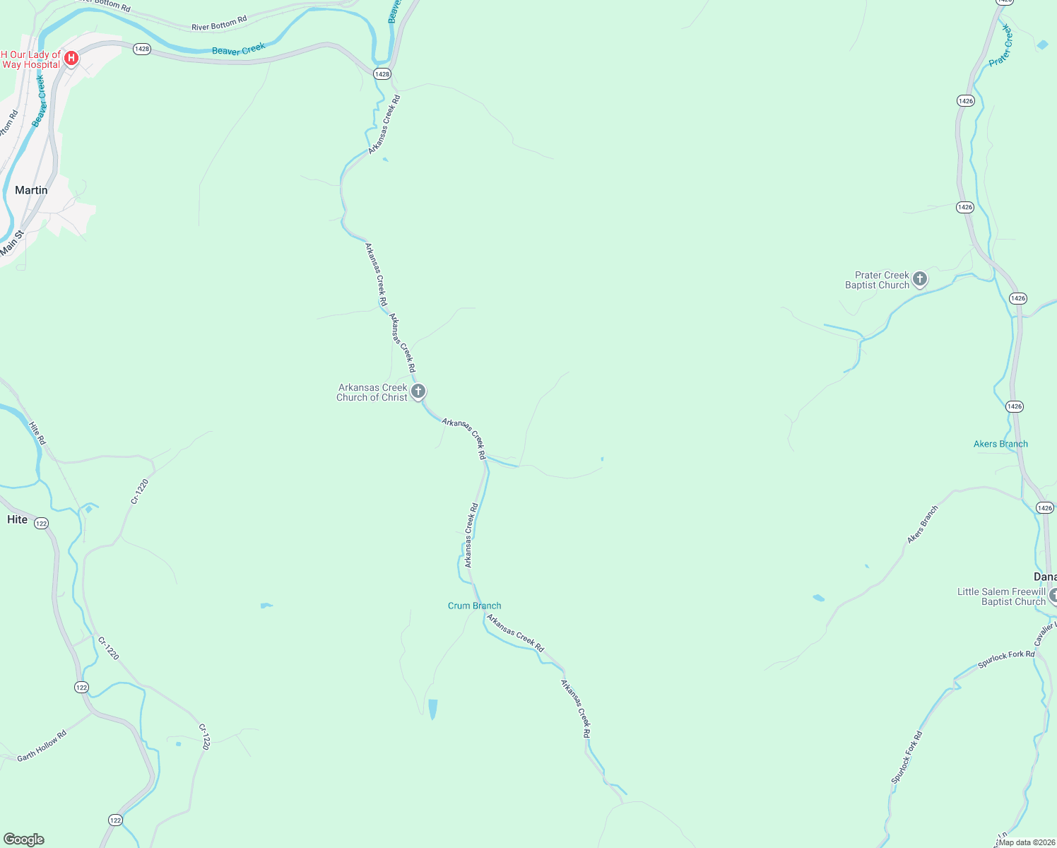 map of restaurants, bars, coffee shops, grocery stores, and more near 180-258 Cane Fork Rd in Martin