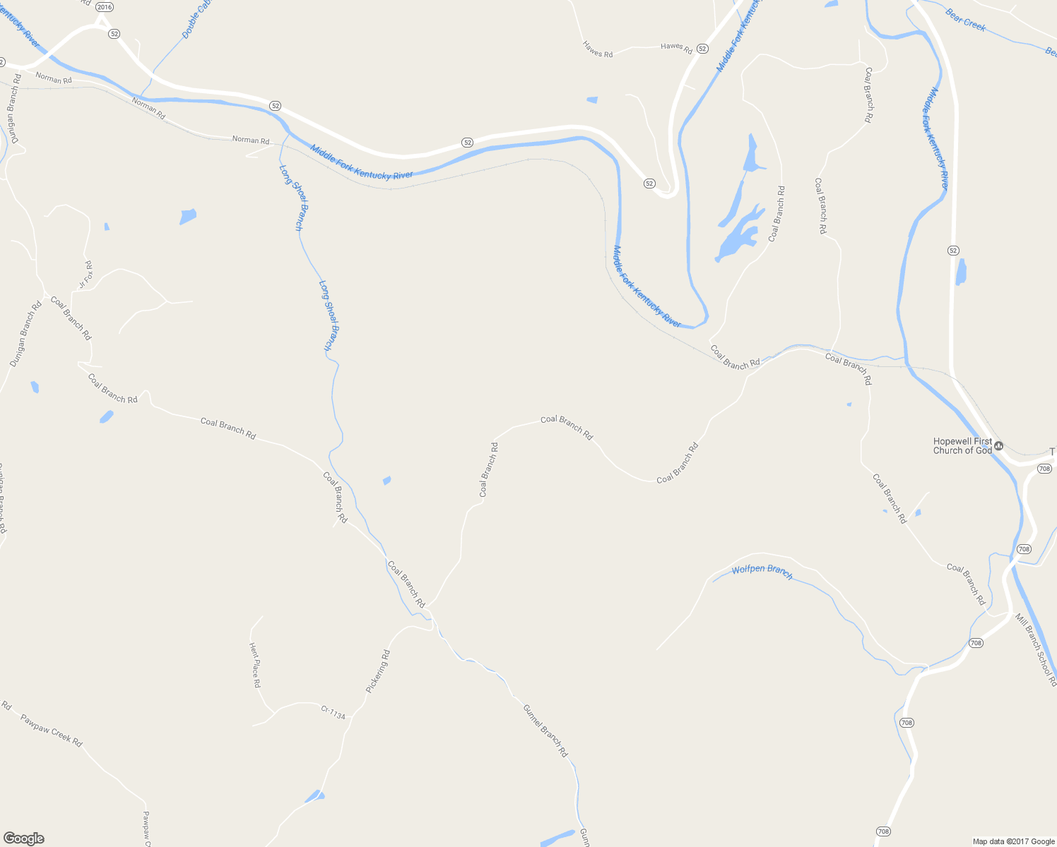 map of restaurants, bars, coffee shops, grocery stores, and more near Coal Branch Road in Beattyville