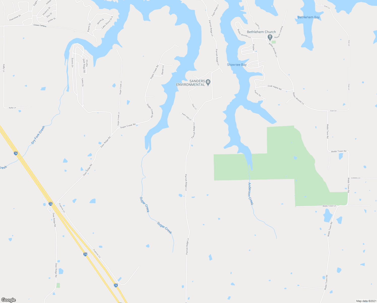 map of restaurants, bars, coffee shops, grocery stores, and more near Parrish Ridge Lane in Ozark