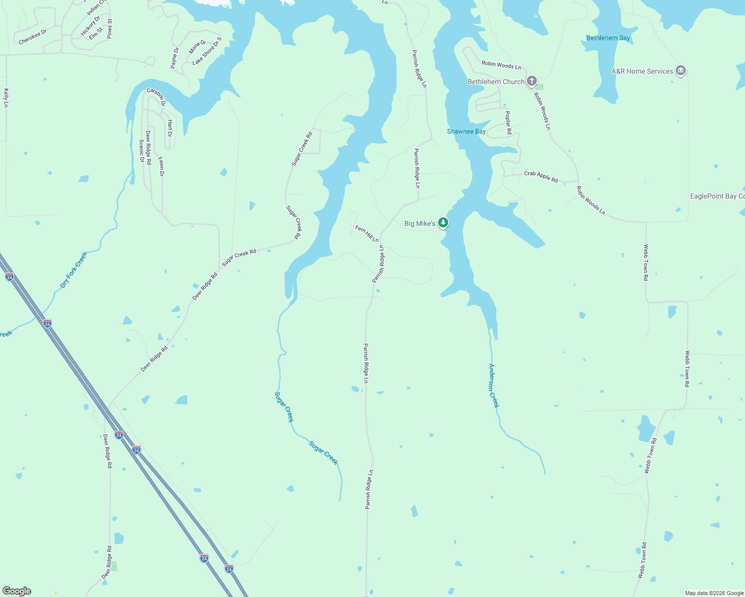 map of restaurants, bars, coffee shops, grocery stores, and more near 189 Parrish Ridge Lane in Ozark
