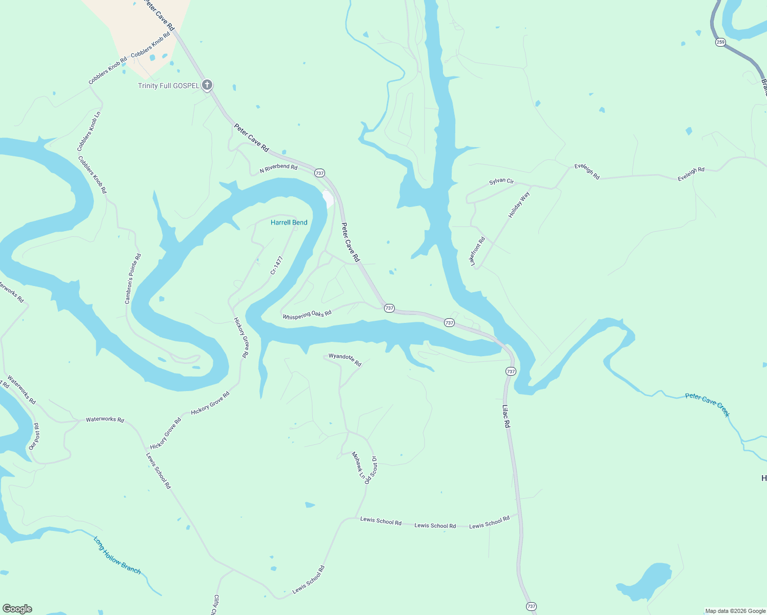 map of restaurants, bars, coffee shops, grocery stores, and more near South River Bend Road in Breckinridge County