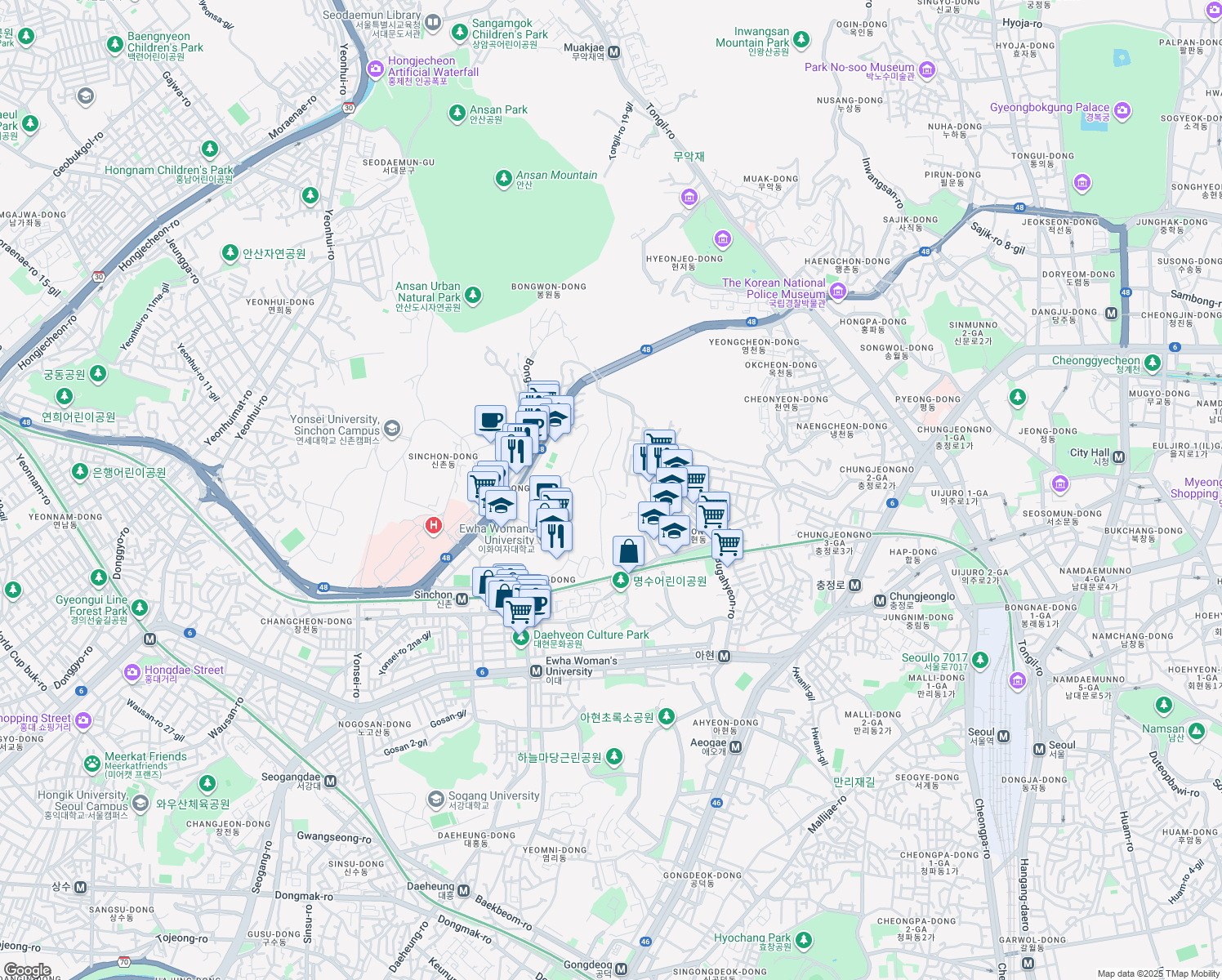 map of restaurants, bars, coffee shops, grocery stores, and more near in 