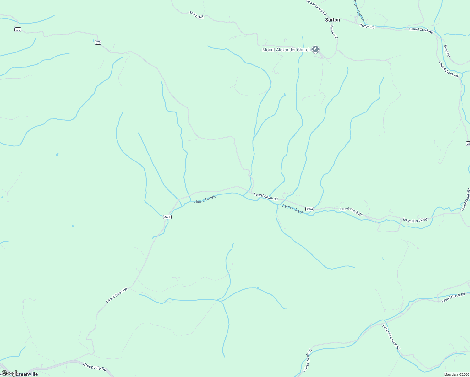 map of restaurants, bars, coffee shops, grocery stores, and more near 2121 Laurel Creek Road in Greenville
