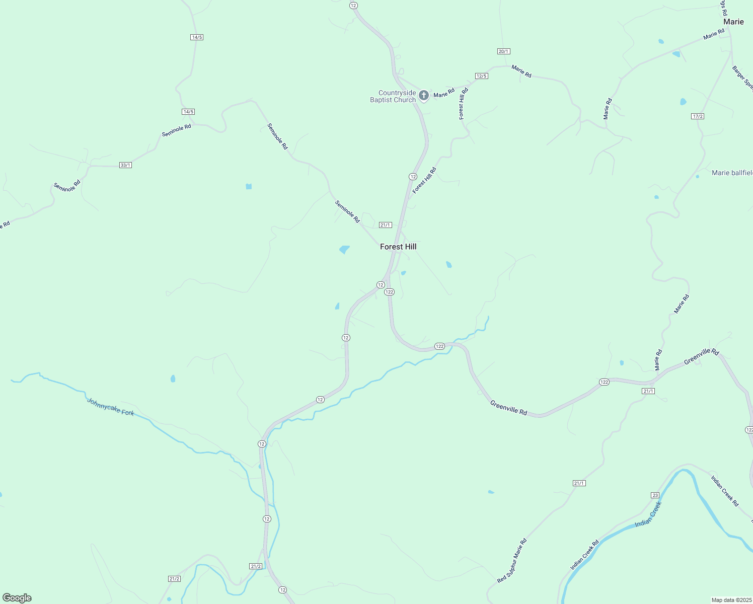 map of restaurants, bars, coffee shops, grocery stores, and more near 15316 West Virginia 12 in Forest Hill