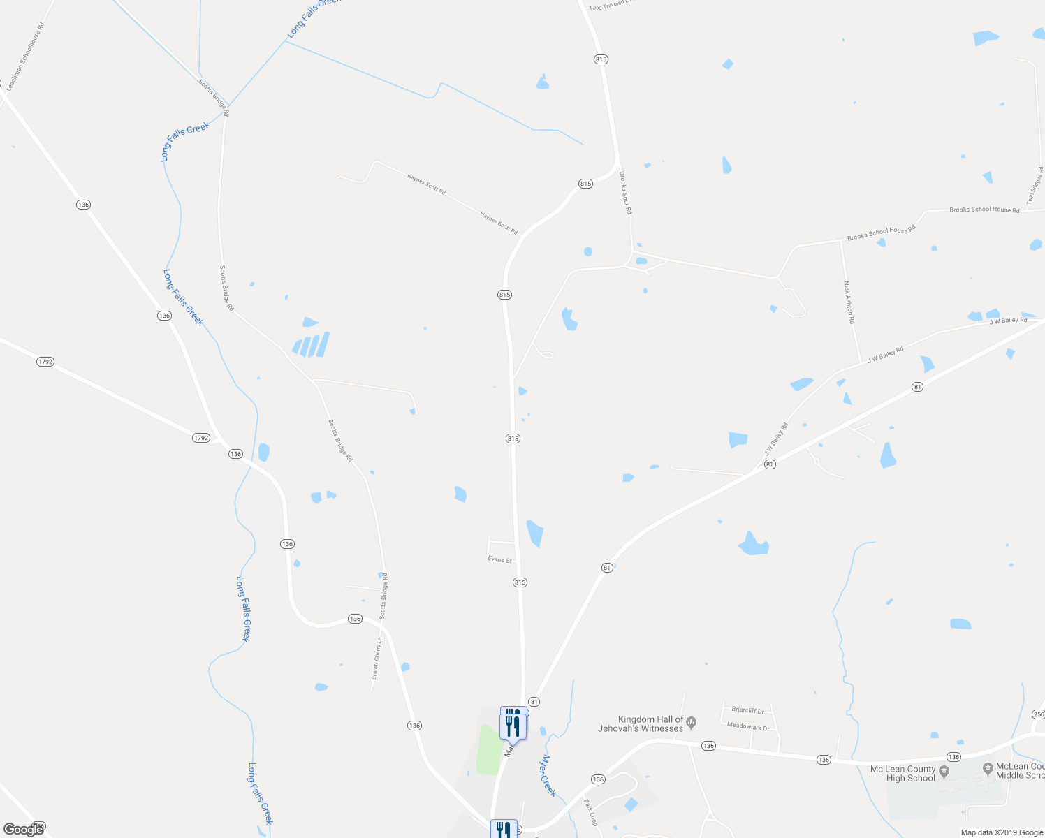 map of restaurants, bars, coffee shops, grocery stores, and more near 640 Kentucky 815 in Calhoun