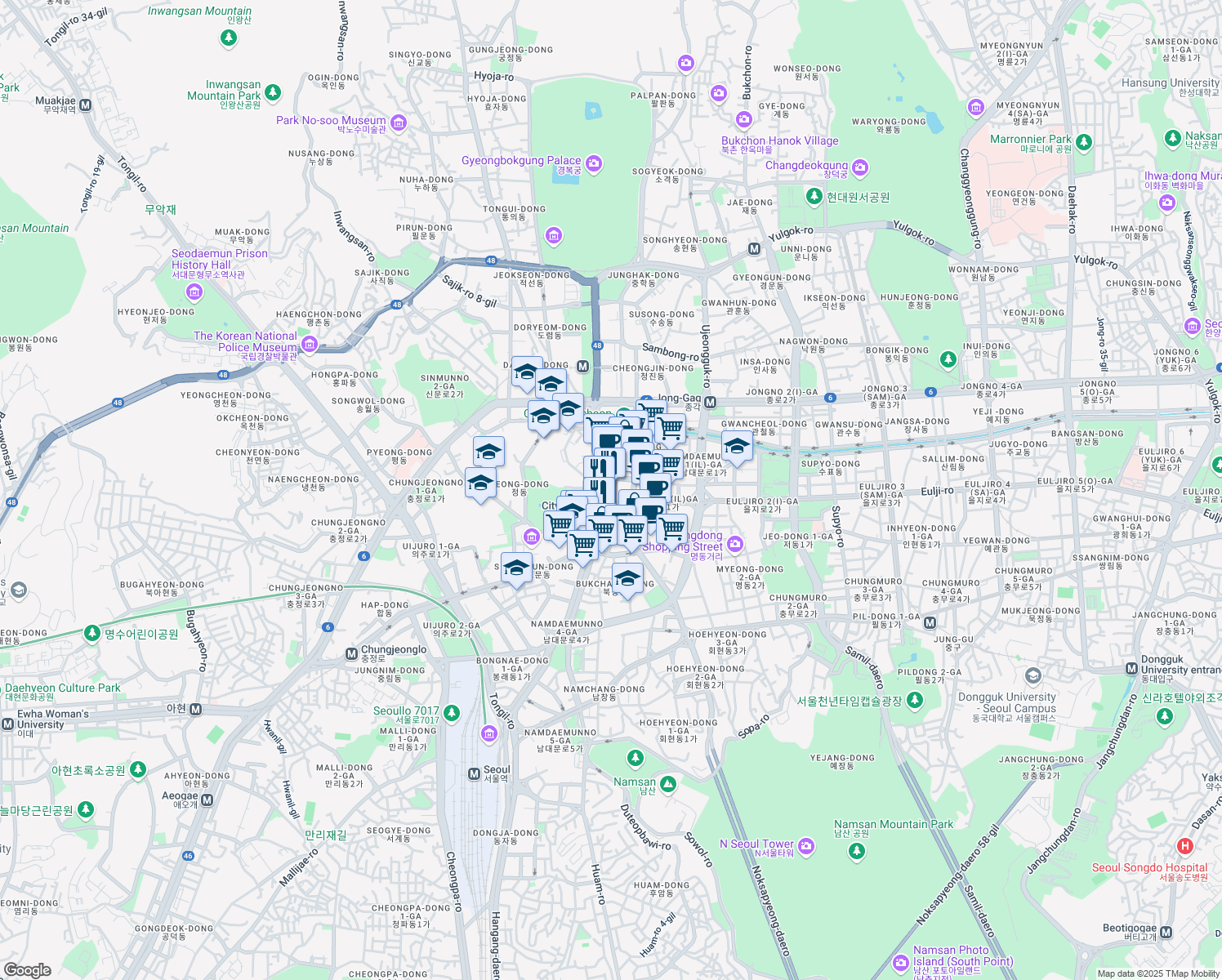 map of restaurants, bars, coffee shops, grocery stores, and more near in 