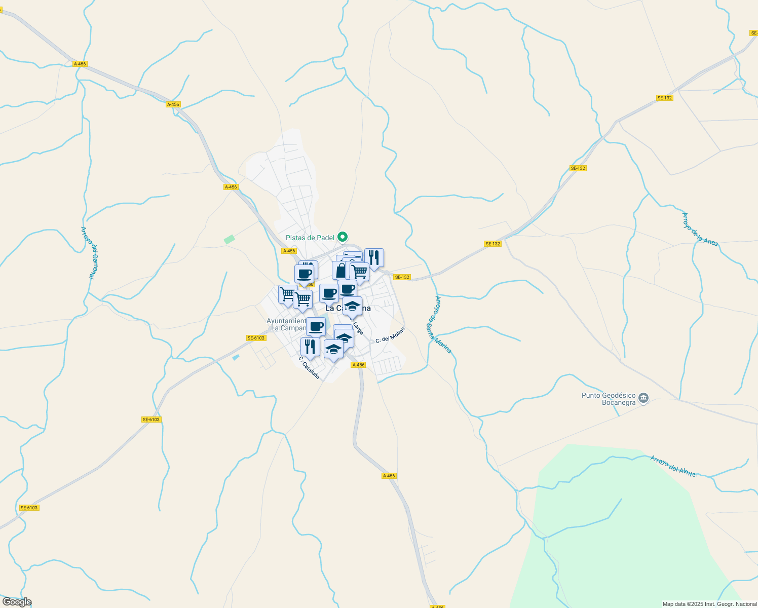 map of restaurants, bars, coffee shops, grocery stores, and more near 29 Calle Perdiz in La Campana