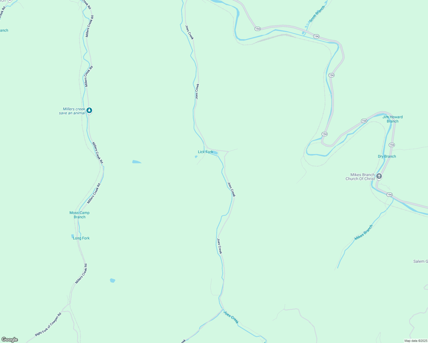 map of restaurants, bars, coffee shops, grocery stores, and more near 5331-6359 Joes Creek in Pikeville