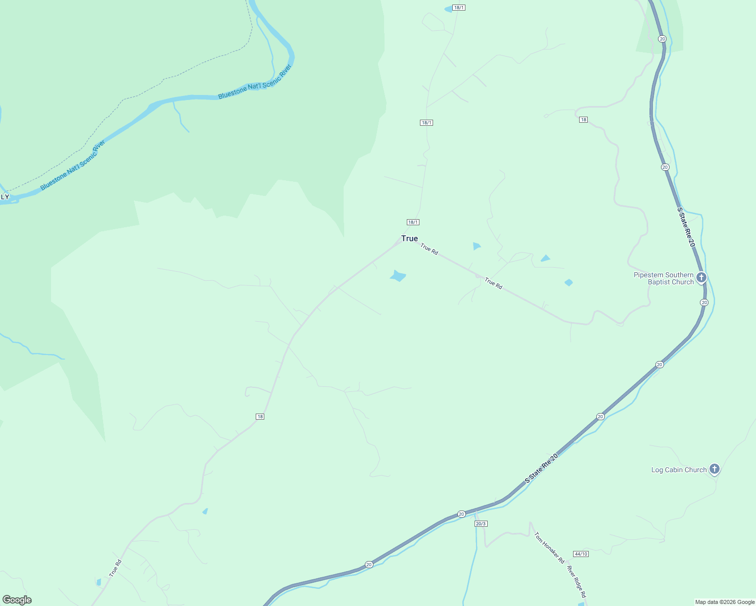 map of restaurants, bars, coffee shops, grocery stores, and more near 3006 True Road in Pipestem