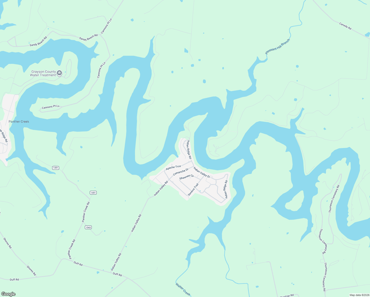 map of restaurants, bars, coffee shops, grocery stores, and more near Mohawk Circle in Grayson County