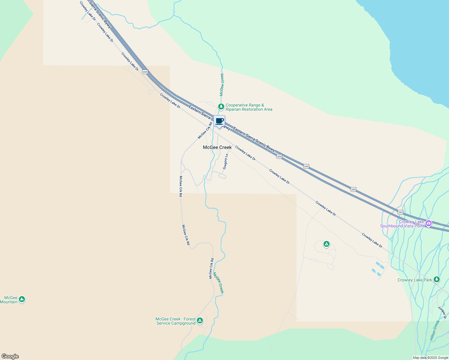 map of restaurants, bars, coffee shops, grocery stores, and more near 14 Gregory Lane in Mammoth Lakes