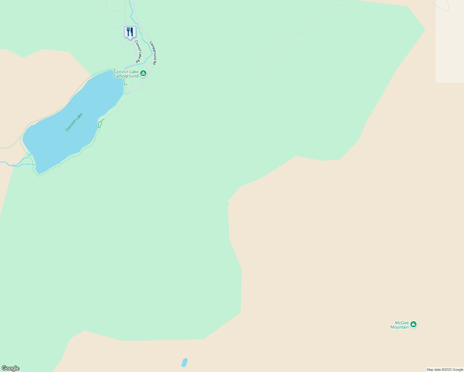 map of restaurants, bars, coffee shops, grocery stores, and more near in Crowley Lake