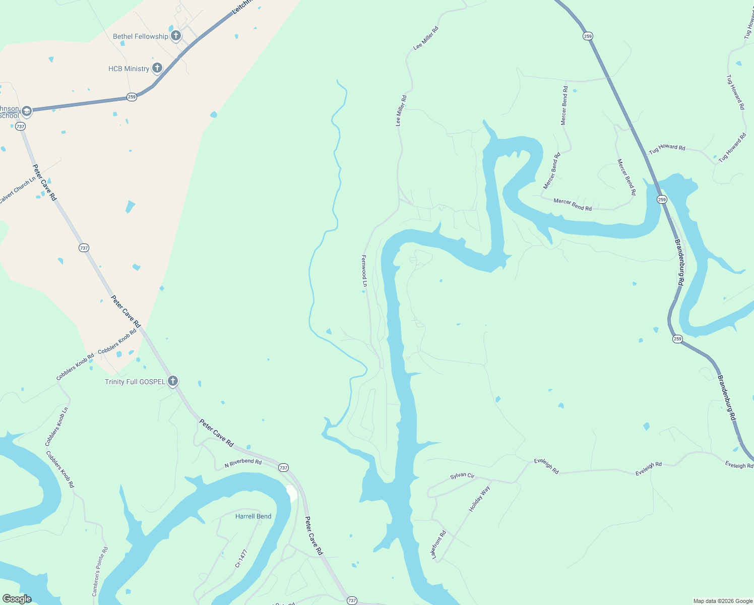 map of restaurants, bars, coffee shops, grocery stores, and more near North Lakeside Lane in Breckinridge County