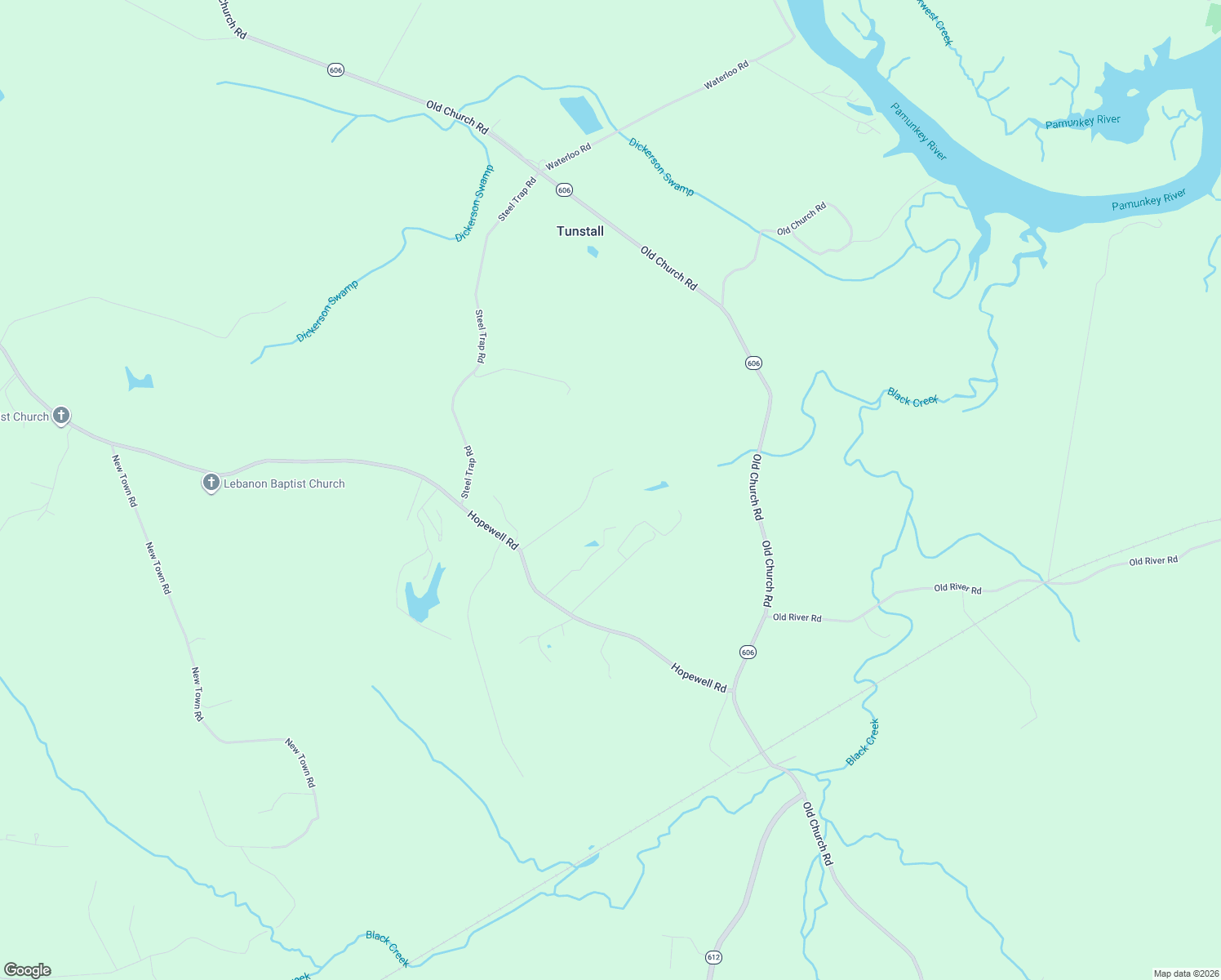 map of restaurants, bars, coffee shops, grocery stores, and more near 6329 Orchard Road in New Kent