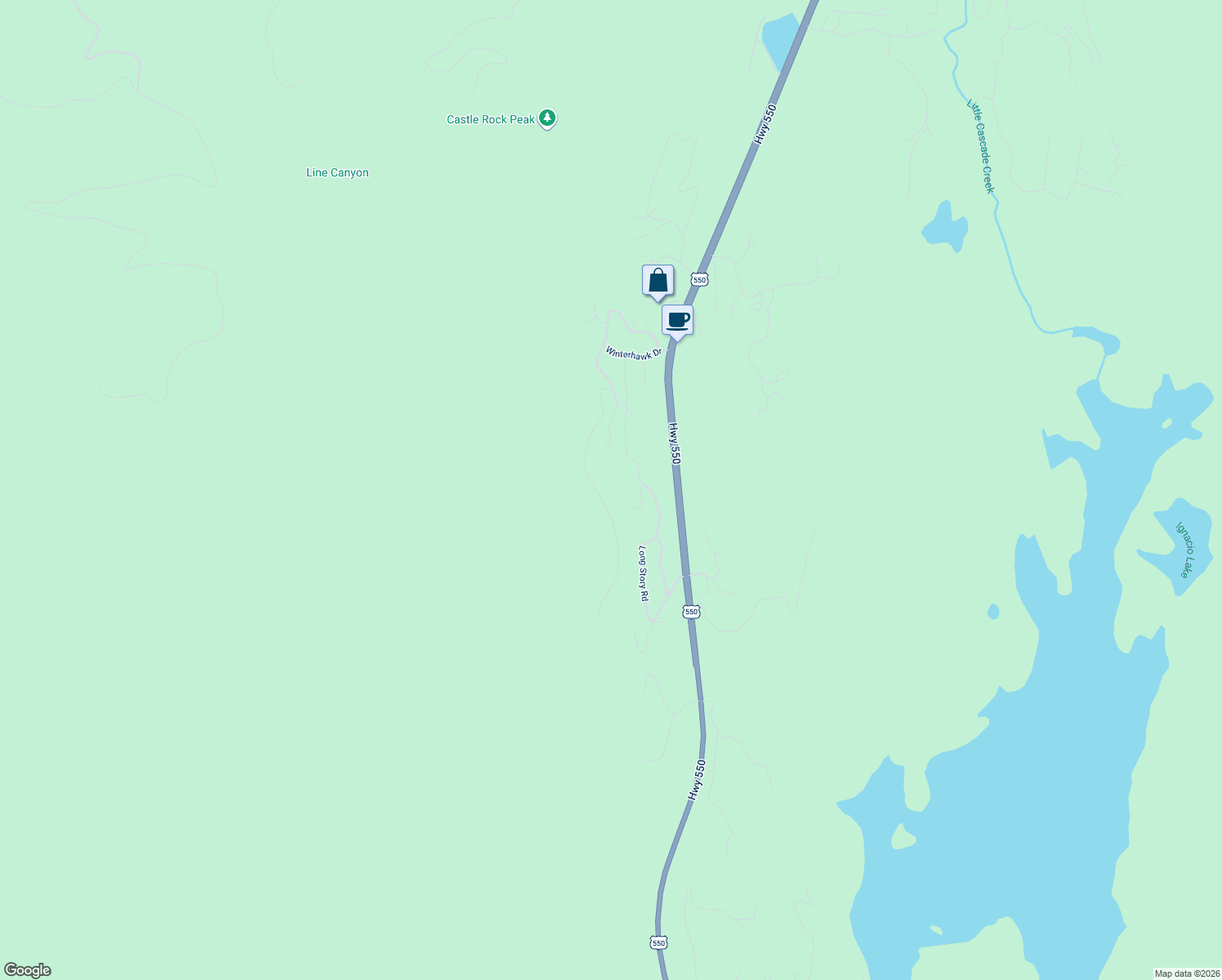 map of restaurants, bars, coffee shops, grocery stores, and more near 539 Long Story Road in Durango