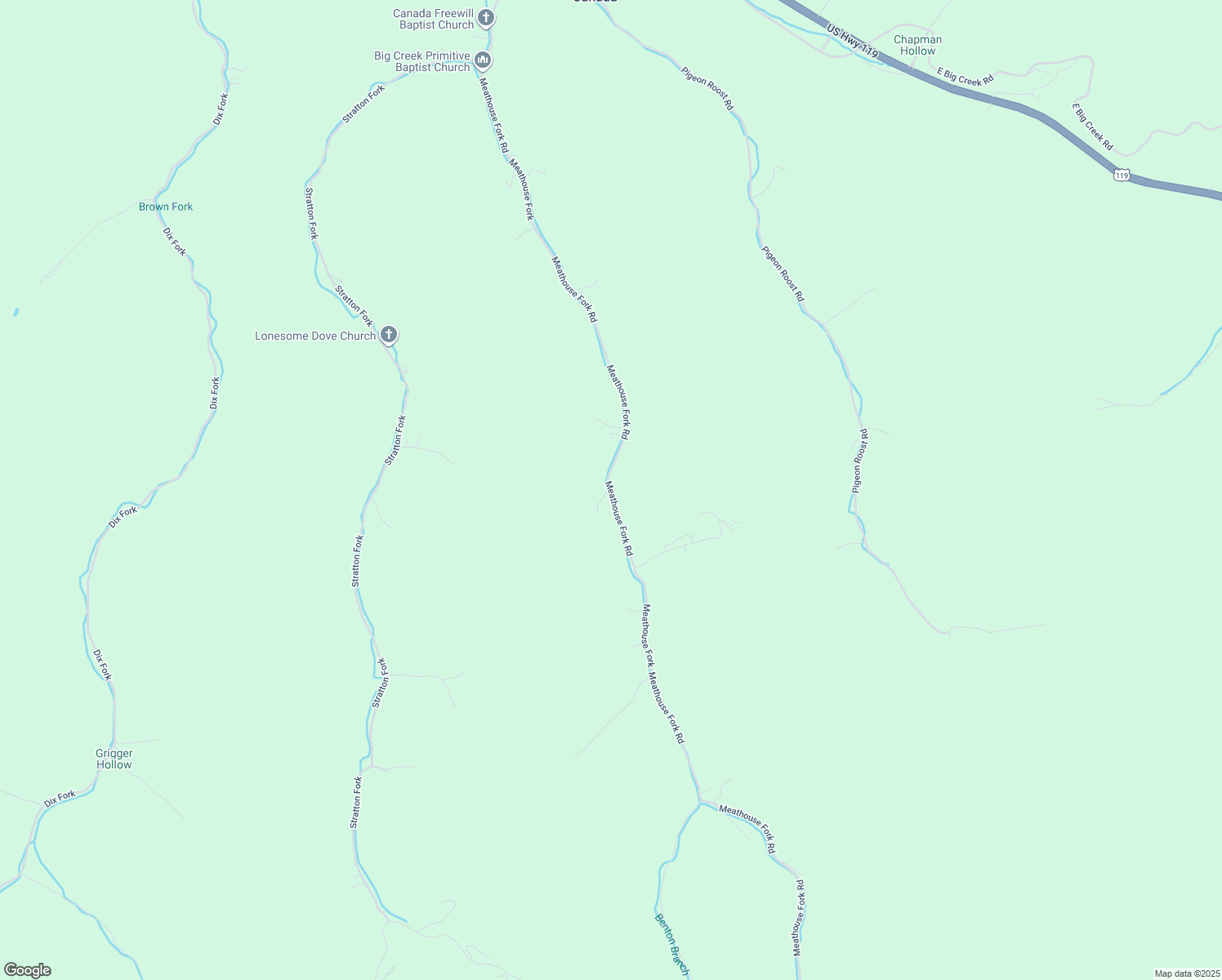 map of restaurants, bars, coffee shops, grocery stores, and more near 1632 Meathouse Fork Road in Canada