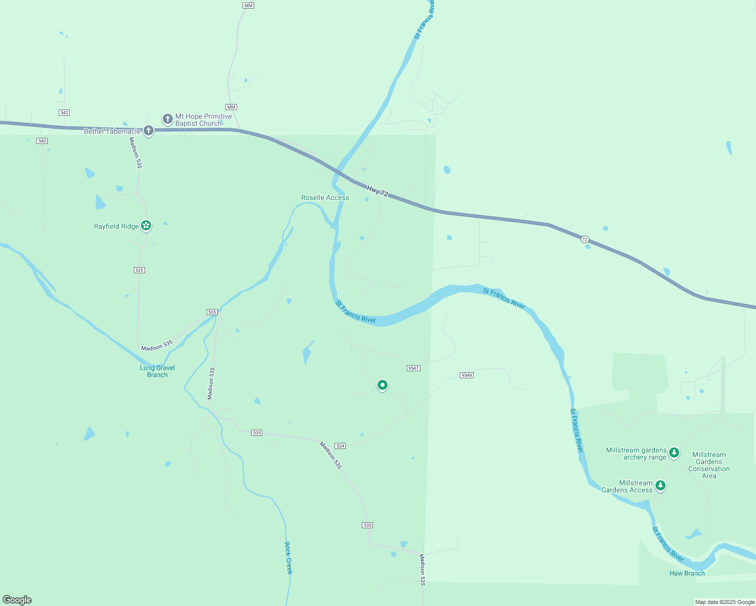 map of restaurants, bars, coffee shops, grocery stores, and more near 1242 Madison 9545 in Fredericktown
