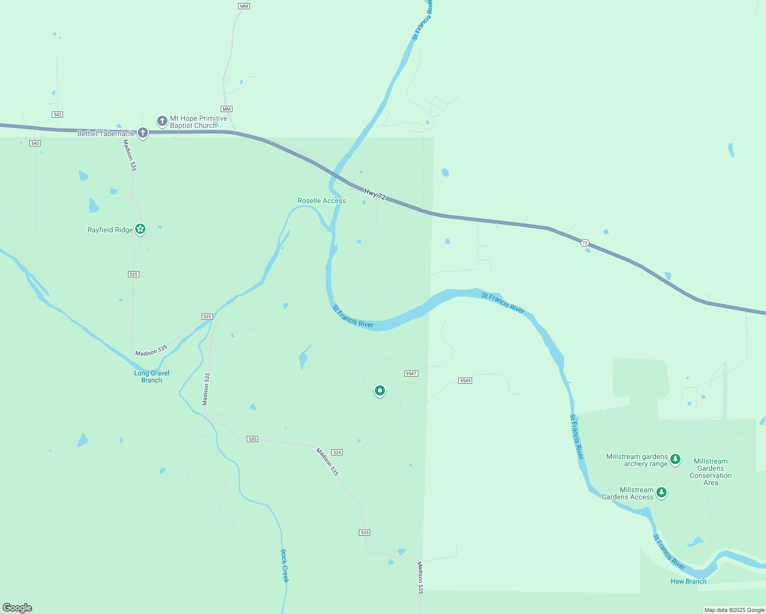 map of restaurants, bars, coffee shops, grocery stores, and more near 1242 Madison 9545 in Fredericktown