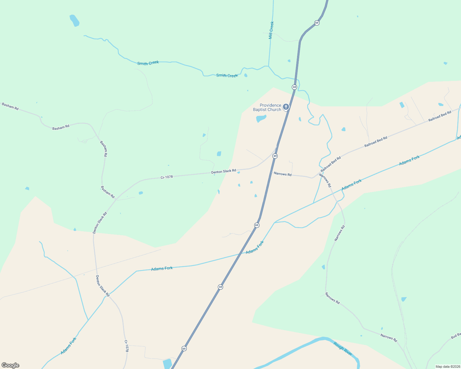 map of restaurants, bars, coffee shops, grocery stores, and more near 399 Denton Slack Road in Fordsville