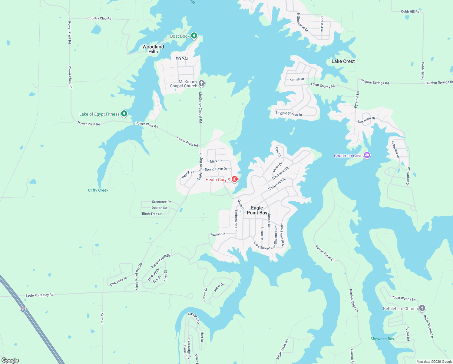 map of restaurants, bars, coffee shops, grocery stores, and more near 2-98 Sandy Point in Goreville