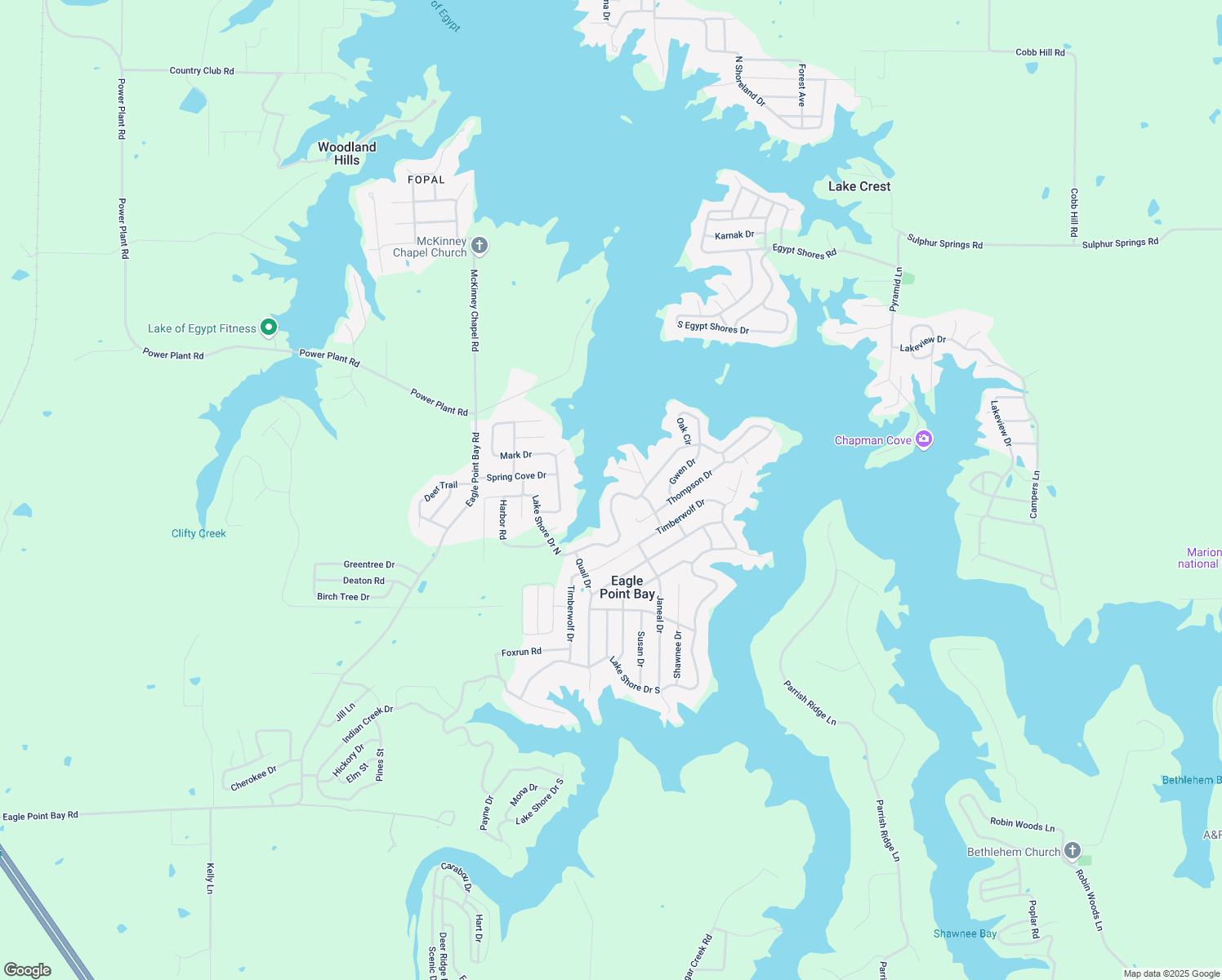 map of restaurants, bars, coffee shops, grocery stores, and more near 658-662 Lake Shore Drive North in Goreville
