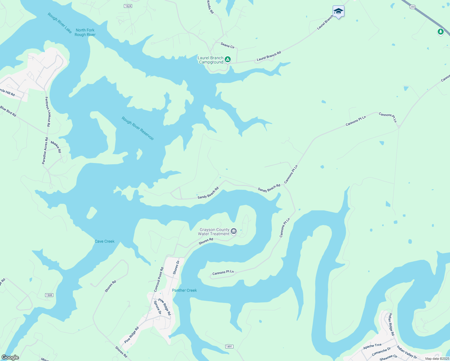 map of restaurants, bars, coffee shops, grocery stores, and more near Sandy Beach Road in McDaniels