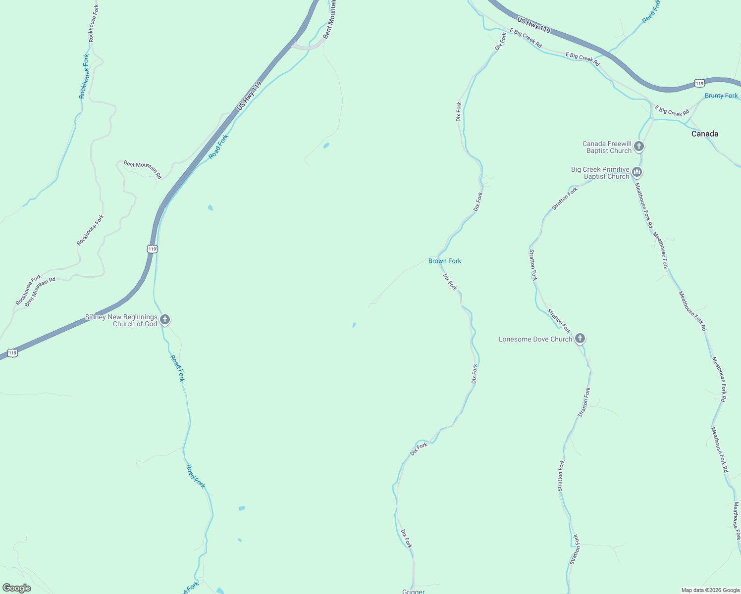 map of restaurants, bars, coffee shops, grocery stores, and more near 1-599 Brown Branch Road in Sidney
