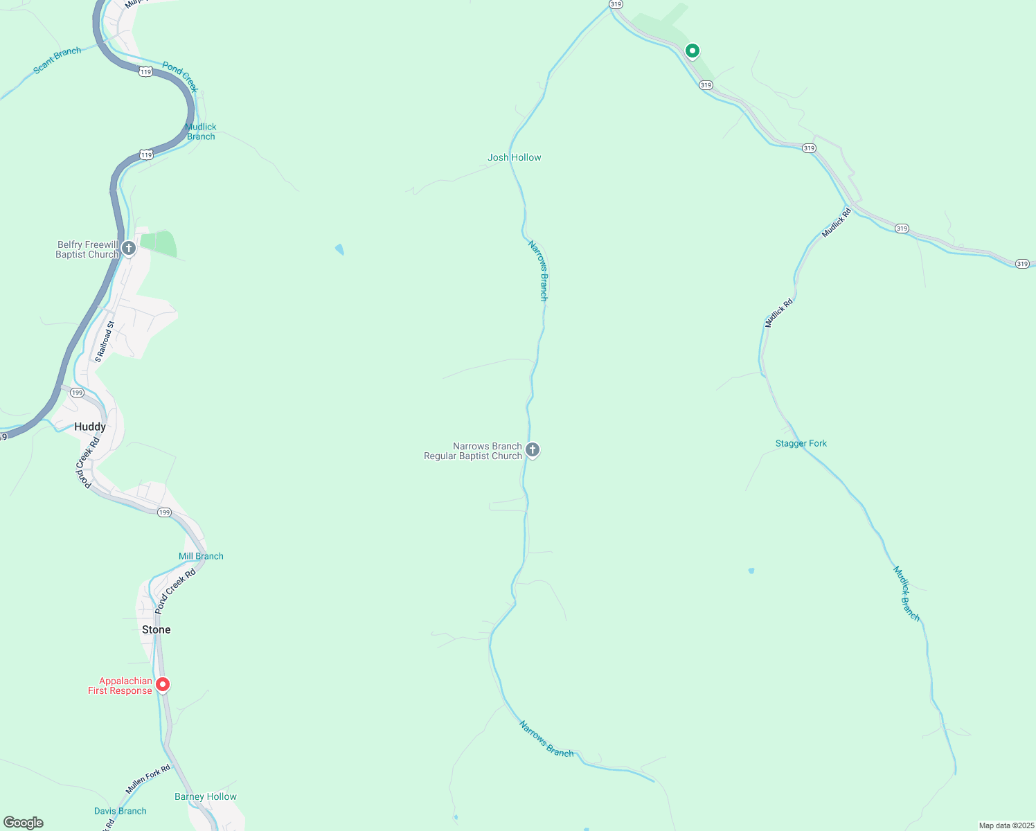 map of restaurants, bars, coffee shops, grocery stores, and more near 1376-1898 Narrows Branch in Hardy