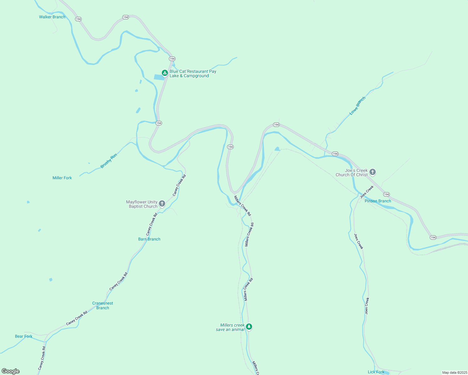 map of restaurants, bars, coffee shops, grocery stores, and more near 6690 Kentucky 194 in Pikeville