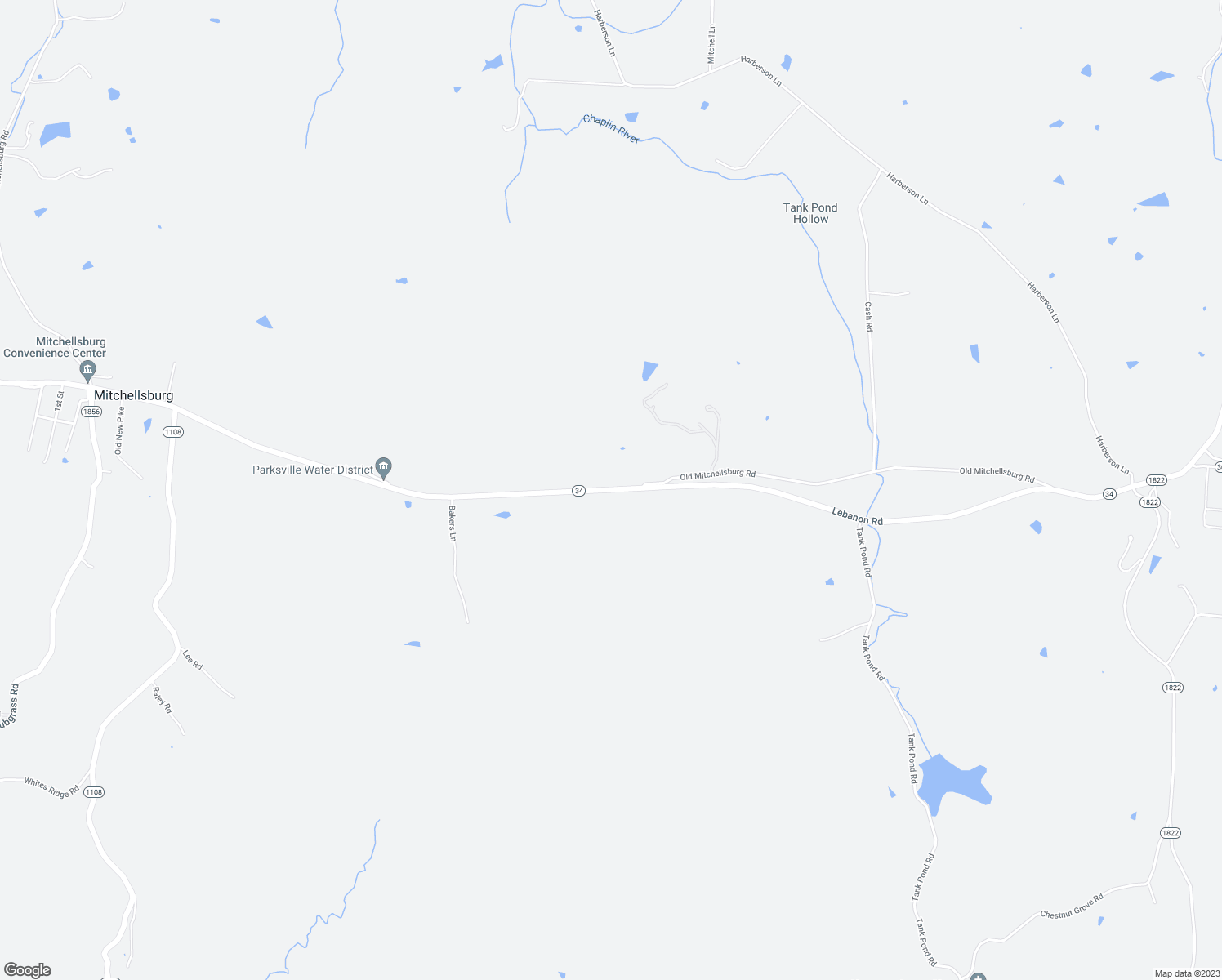 map of restaurants, bars, coffee shops, grocery stores, and more near Highway 34 in Parksville
