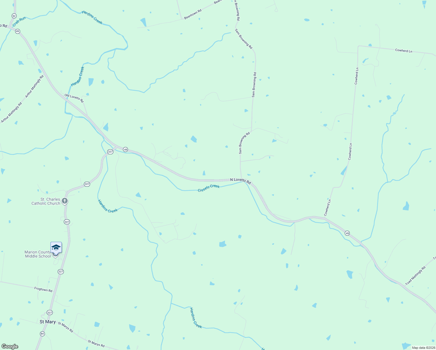 map of restaurants, bars, coffee shops, grocery stores, and more near Loretto Road in Lebanon