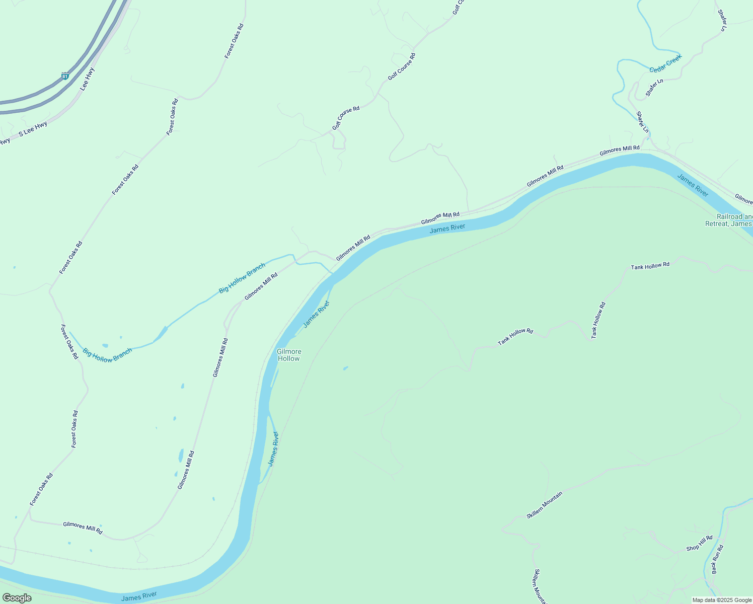 map of restaurants, bars, coffee shops, grocery stores, and more near 1906 Tank Hollow Road in Rockbridge County