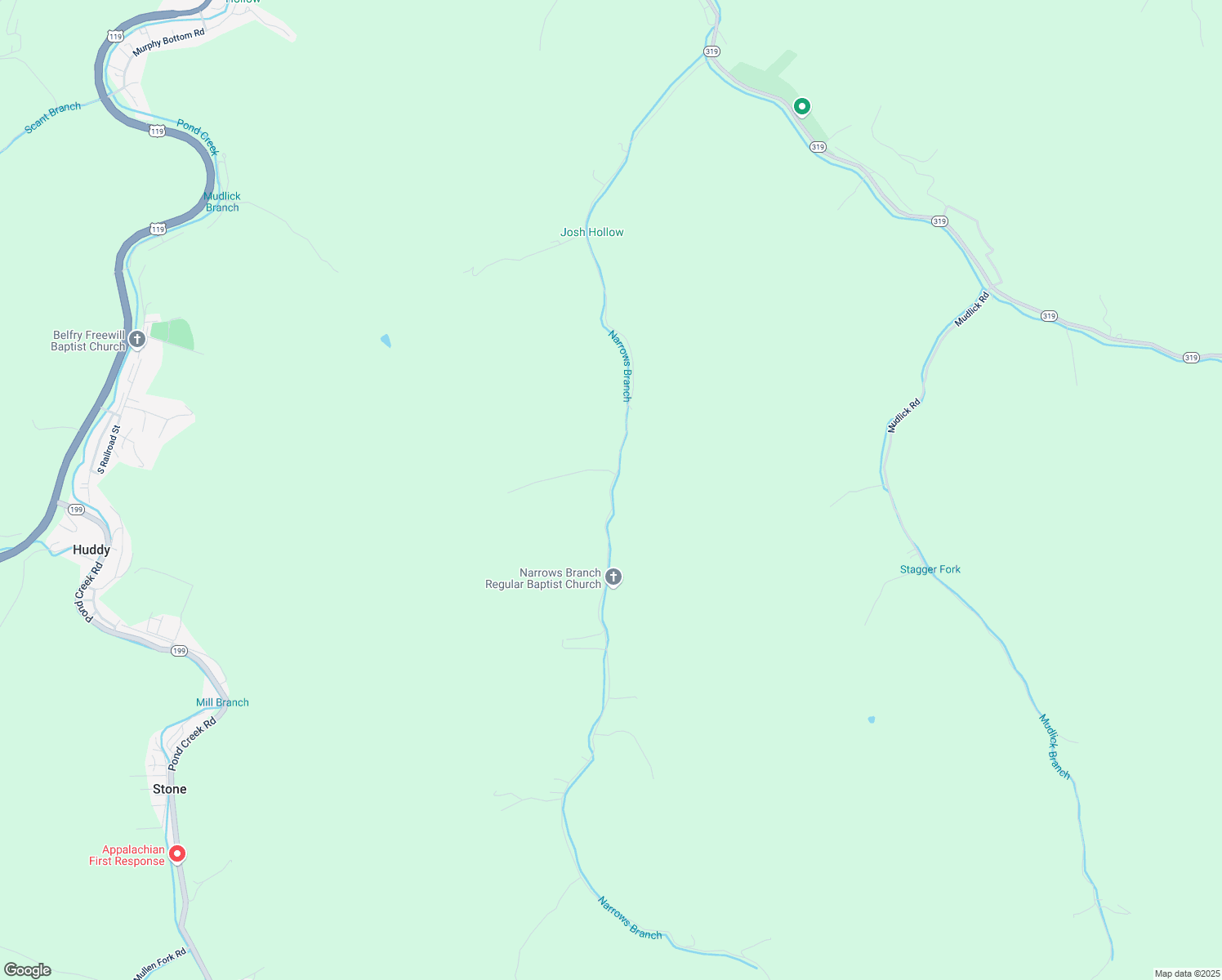 map of restaurants, bars, coffee shops, grocery stores, and more near 1376 Narrows Branch in Hardy