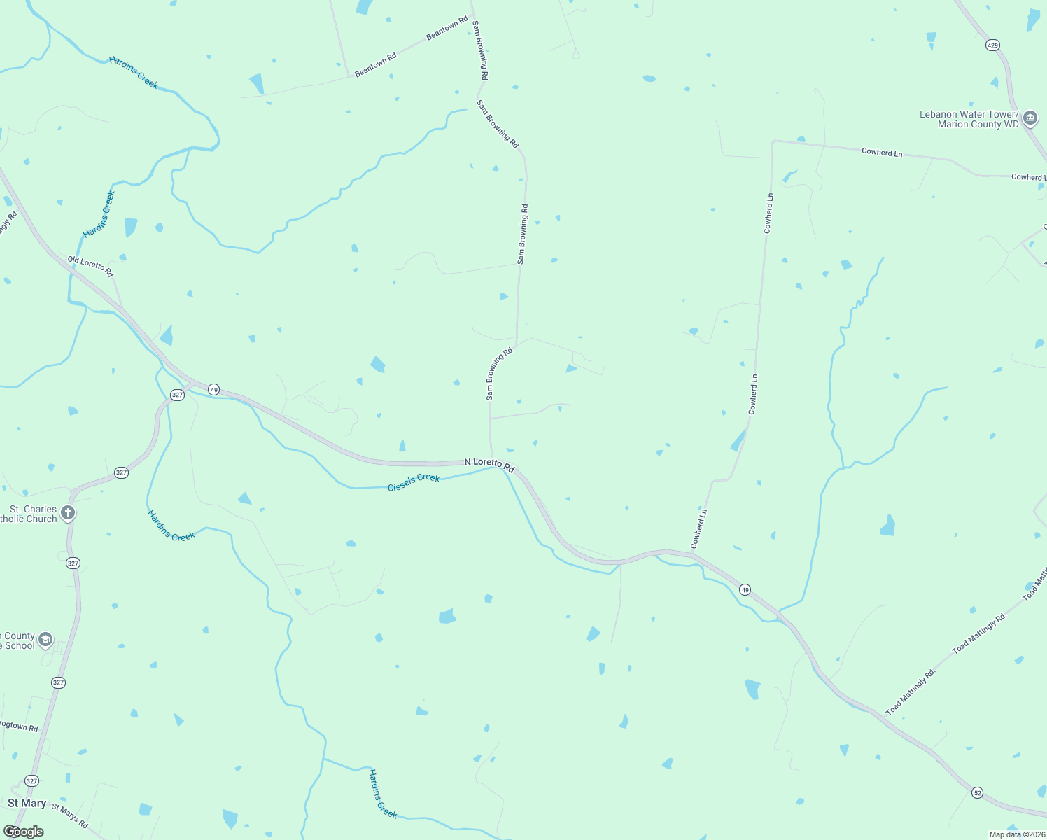 map of restaurants, bars, coffee shops, grocery stores, and more near 110 Sam Browning Road in Lebanon