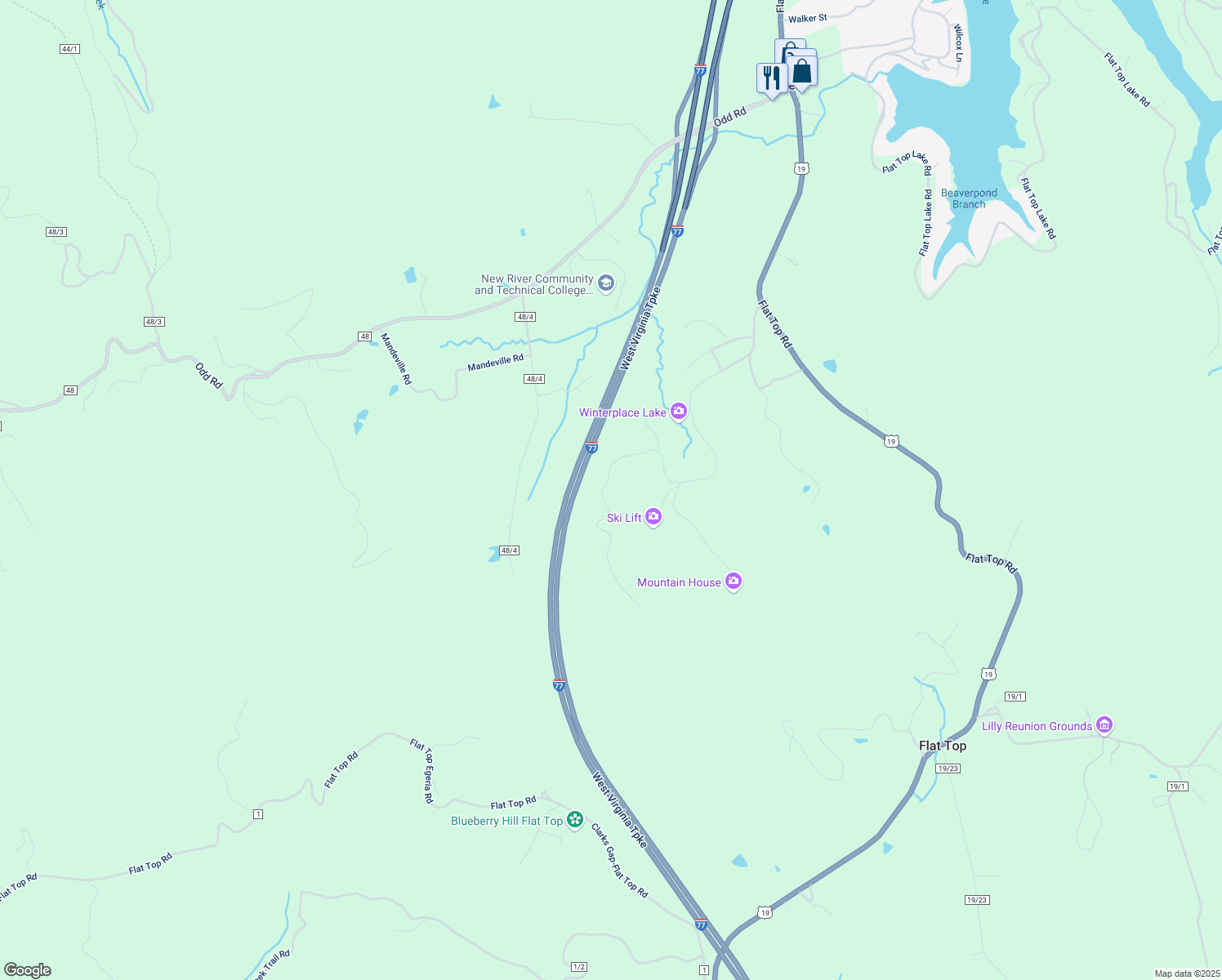 map of restaurants, bars, coffee shops, grocery stores, and more near 491 Winterplace Drive in Ghent
