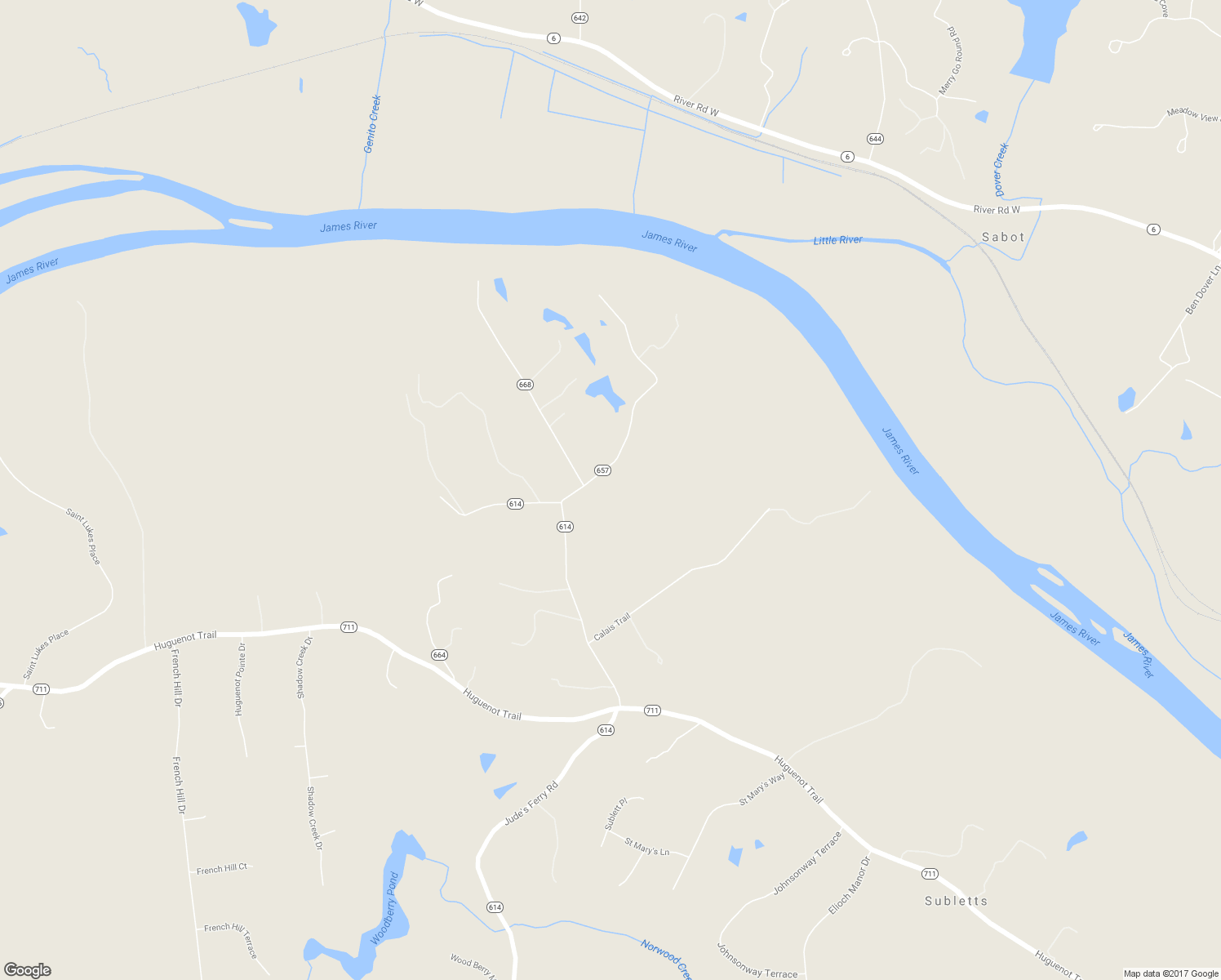 map of restaurants, bars, coffee shops, grocery stores, and more near 3316 John Tree Hill Road in Powhatan