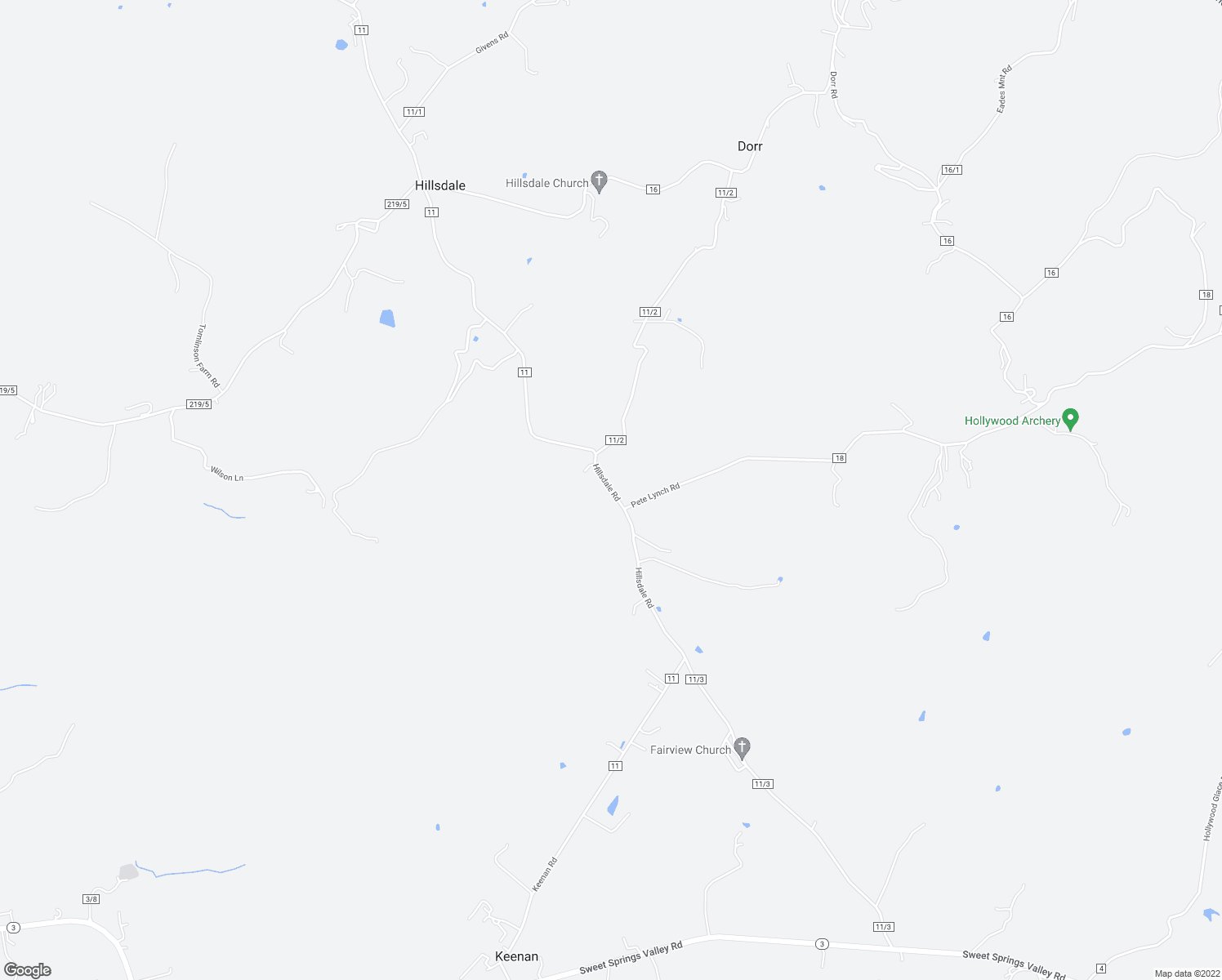 map of restaurants, bars, coffee shops, grocery stores, and more near Central Church Road in Sweet Springs