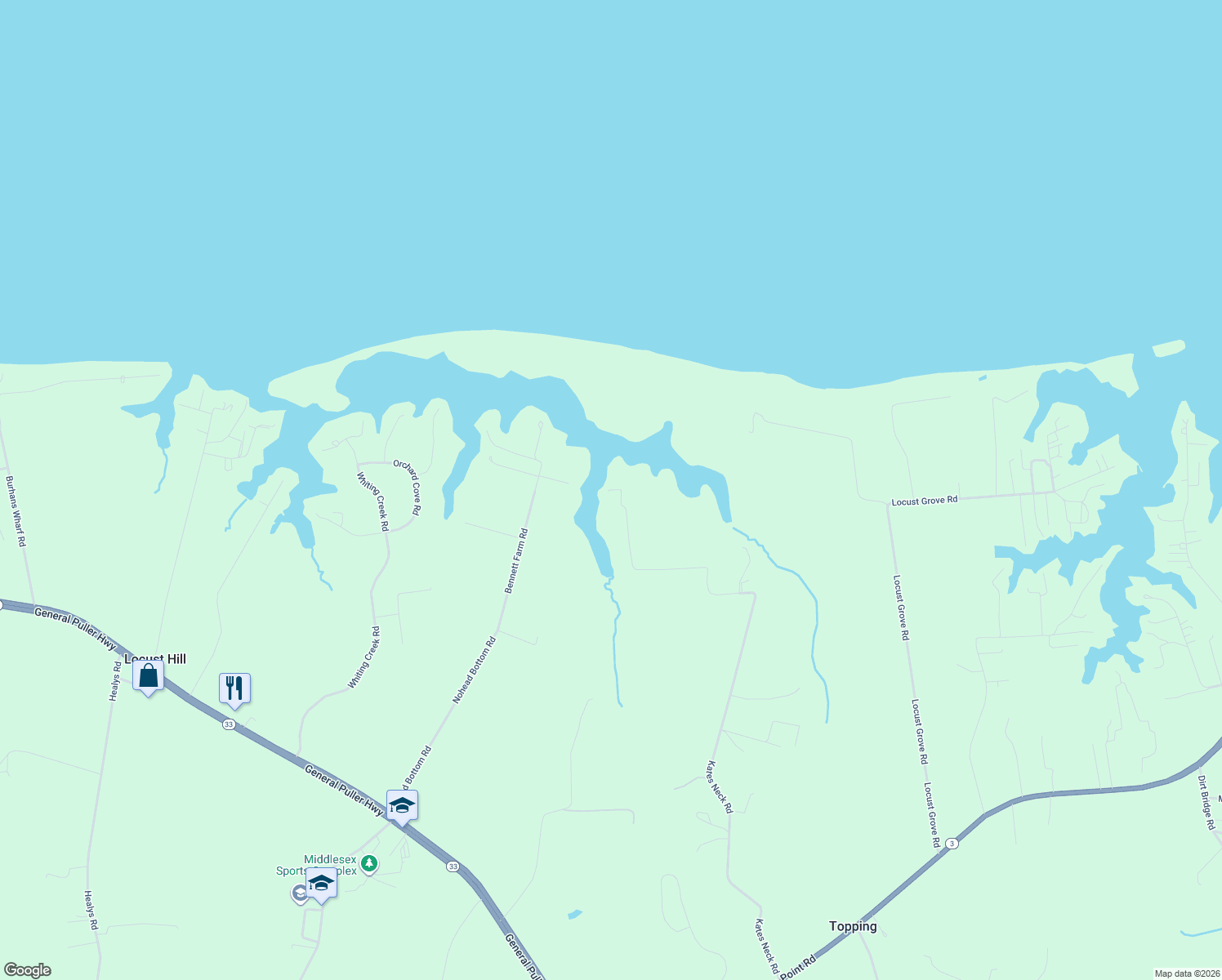 map of restaurants, bars, coffee shops, grocery stores, and more near 1899 State Route 657 in Topping