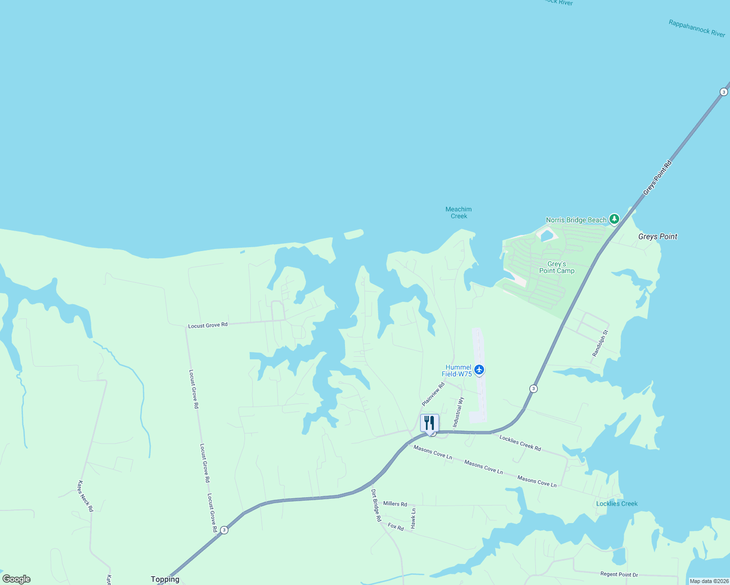 map of restaurants, bars, coffee shops, grocery stores, and more near 786 Long Point Lane in Topping