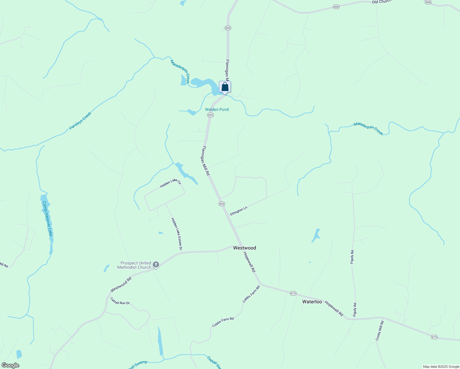 map of restaurants, bars, coffee shops, grocery stores, and more near 2048 Babbling Brooke Lane in Mechanicsville
