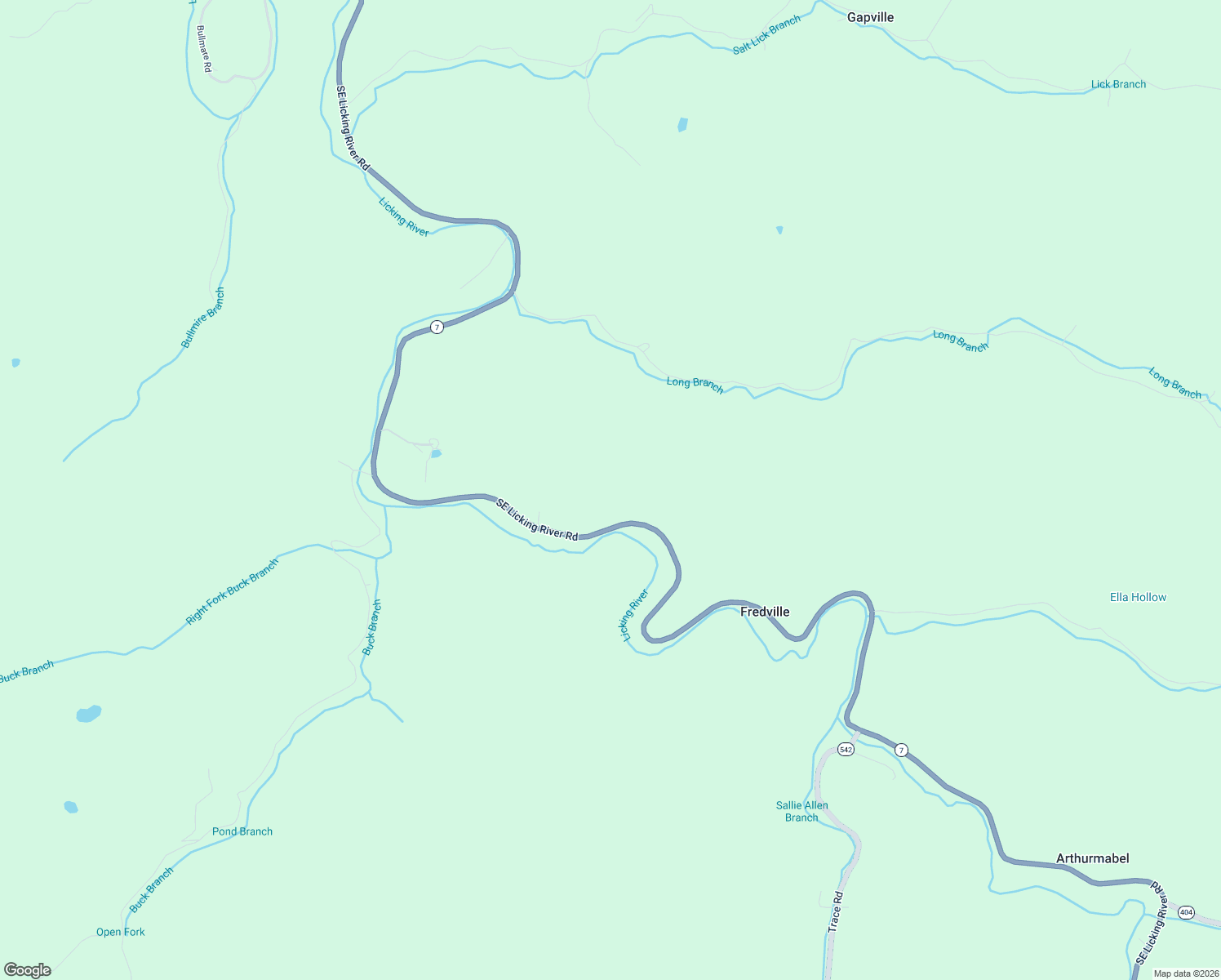 map of restaurants, bars, coffee shops, grocery stores, and more near 16850 Southeast Licking River Road in Salyersville