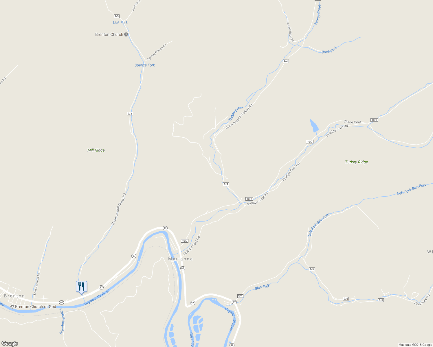 map of restaurants, bars, coffee shops, grocery stores, and more near Forest Brook Lane in Brenton