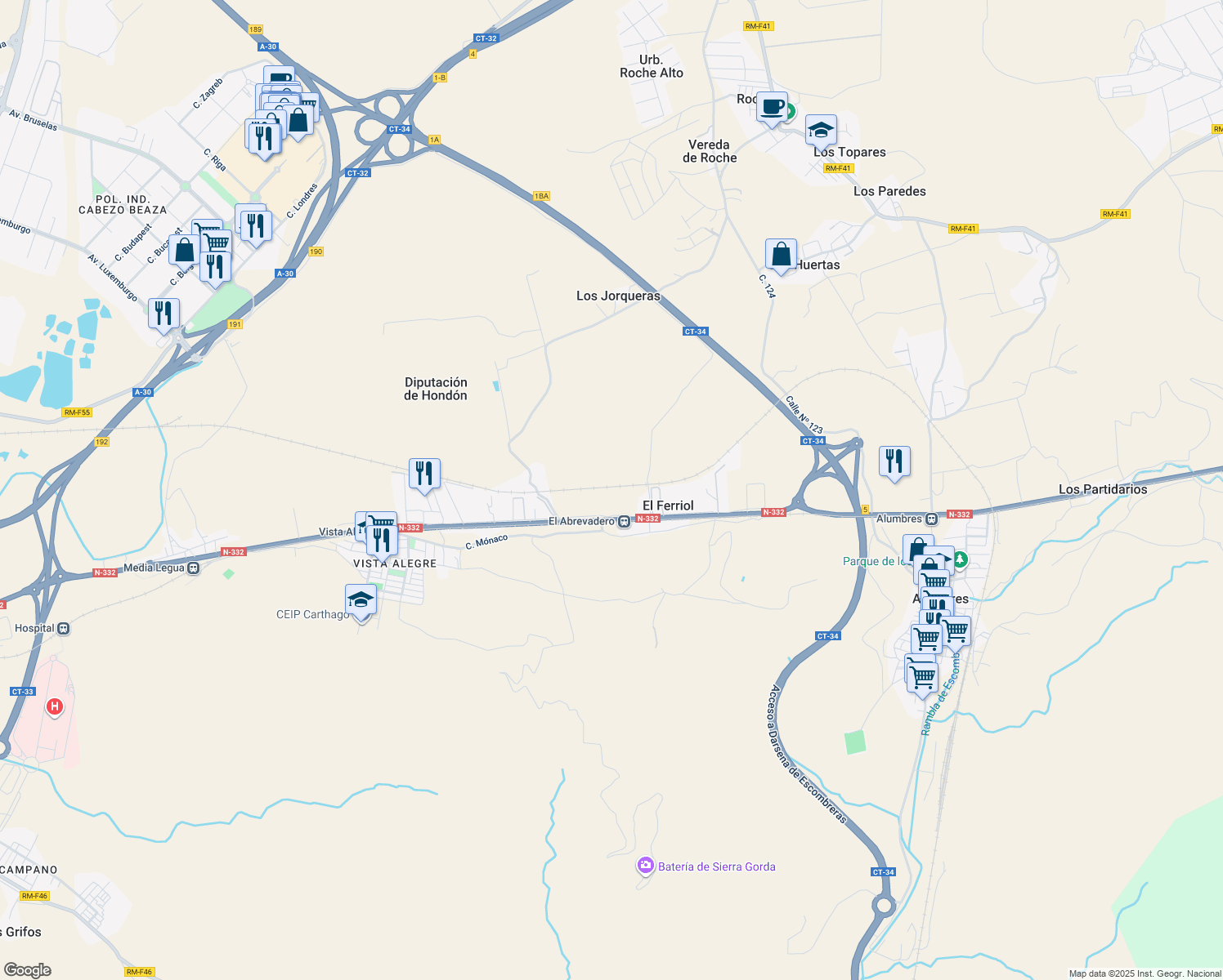 map of restaurants, bars, coffee shops, grocery stores, and more near in Cartagena