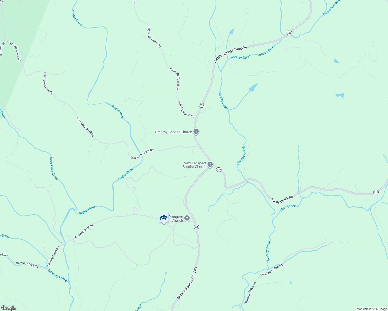 map of restaurants, bars, coffee shops, grocery stores, and more near Love Lady Creek Road in Amherst