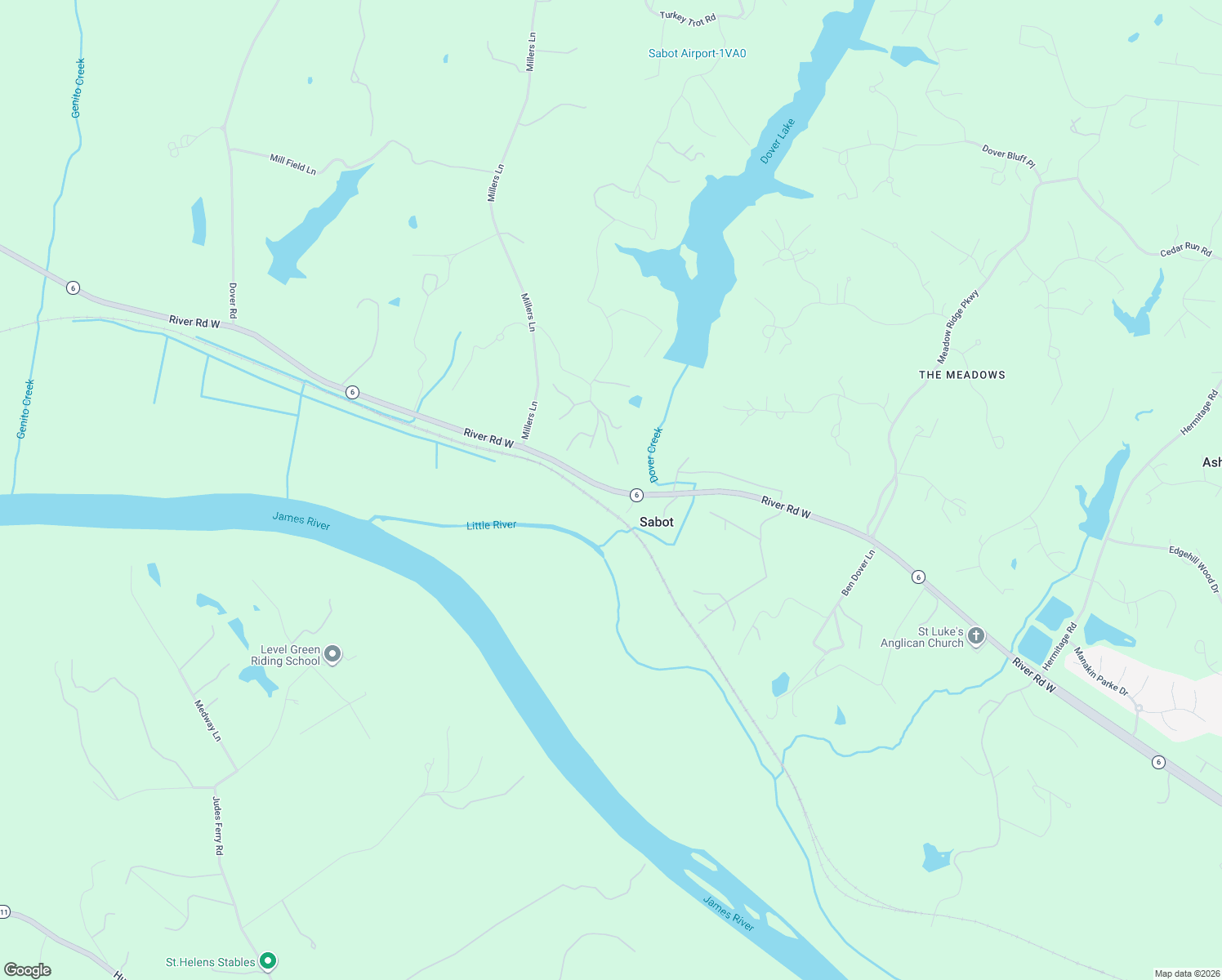 map of restaurants, bars, coffee shops, grocery stores, and more near 835 River Road West in Manakin-Sabot