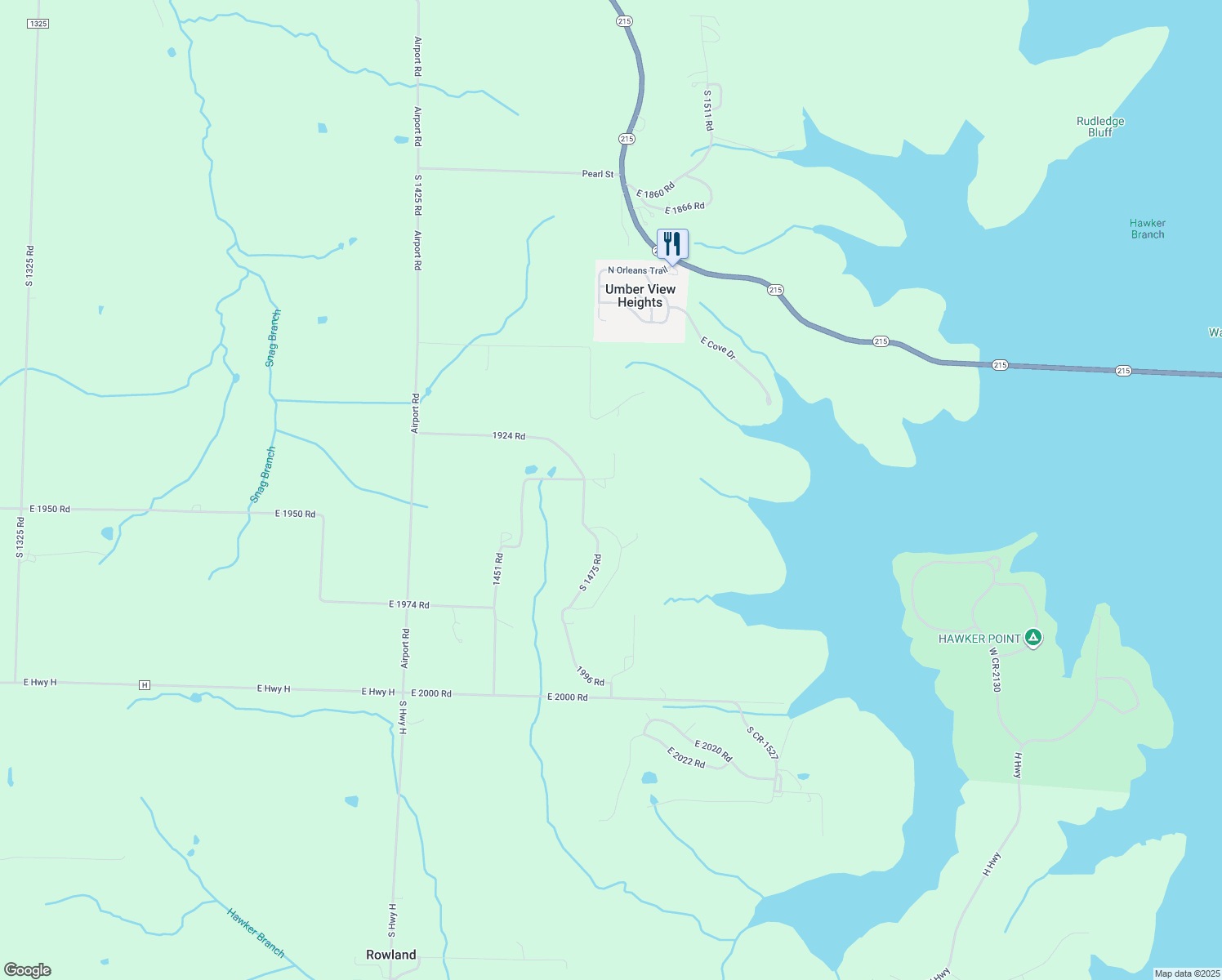 map of restaurants, bars, coffee shops, grocery stores, and more near 14800 East 1940 Road in Stockton