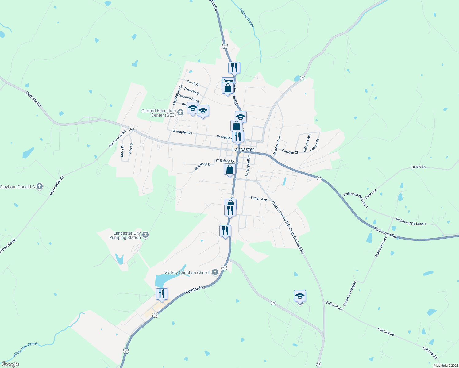 map of restaurants, bars, coffee shops, grocery stores, and more near 151 Highland Ave in Lancaster