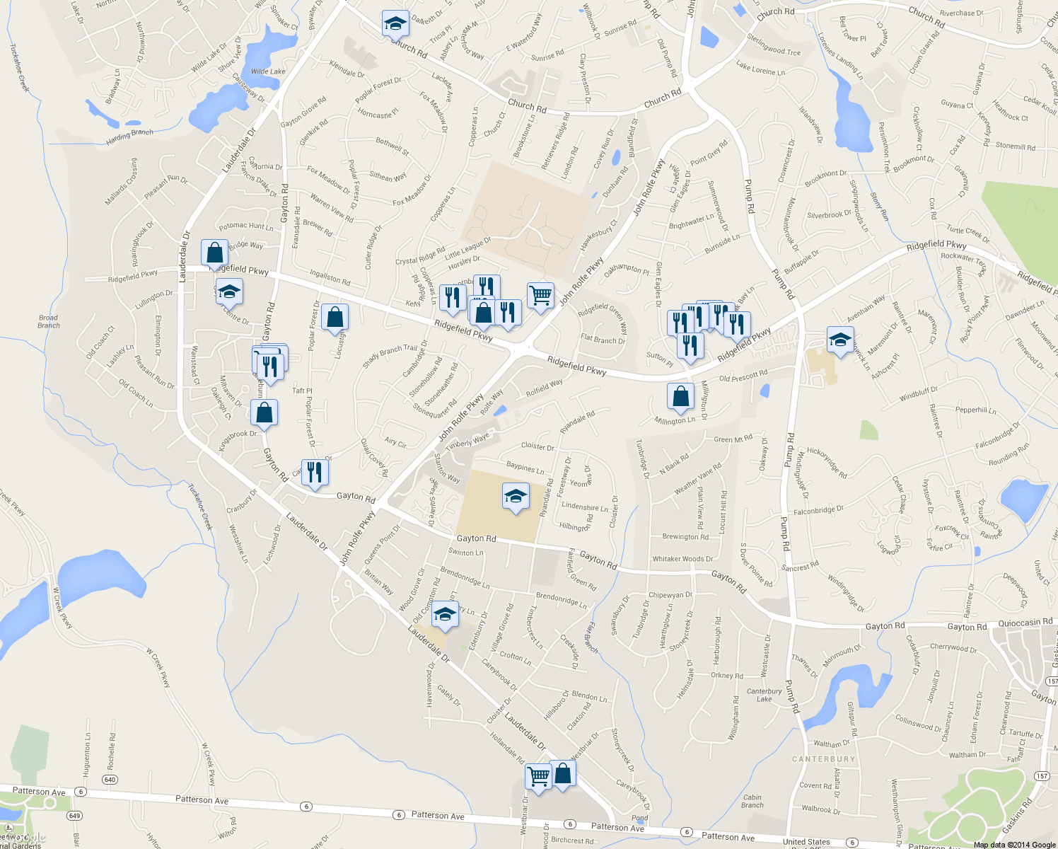 map of restaurants, bars, coffee shops, grocery stores, and more near 11651 Timberly Waye in Richmond