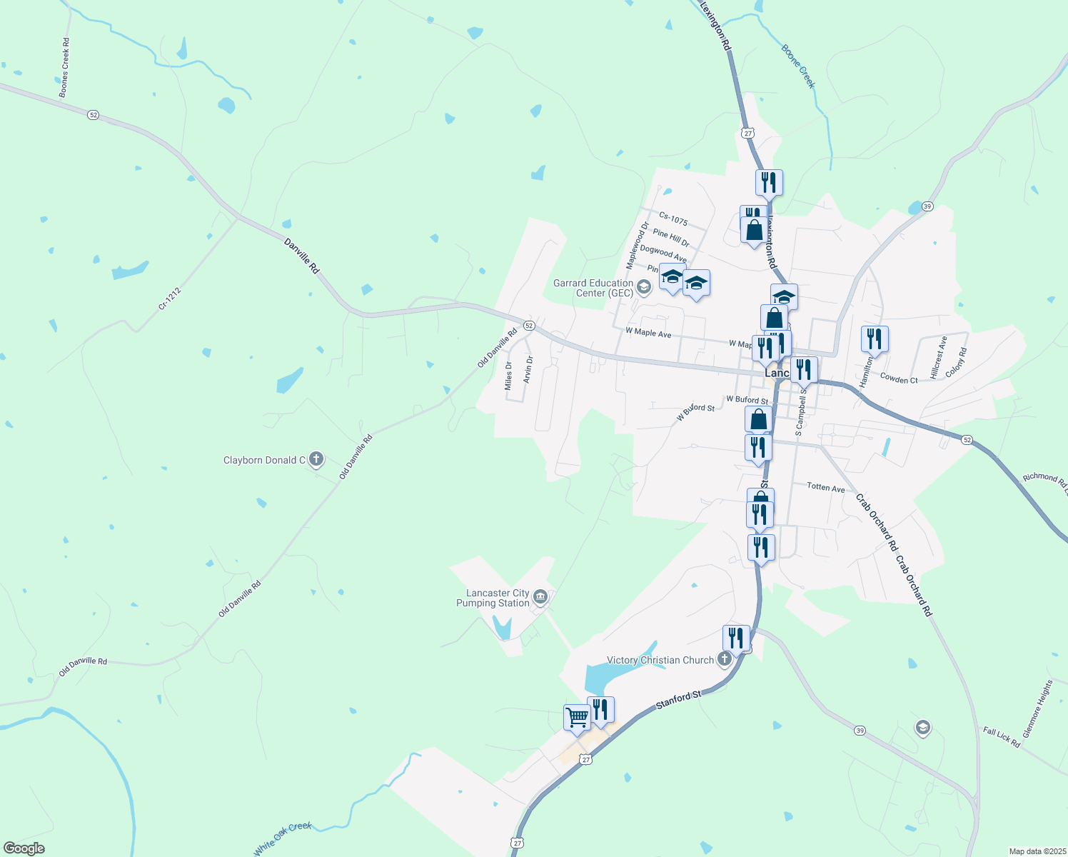 map of restaurants, bars, coffee shops, grocery stores, and more near 250 Cs-1066 in Lancaster