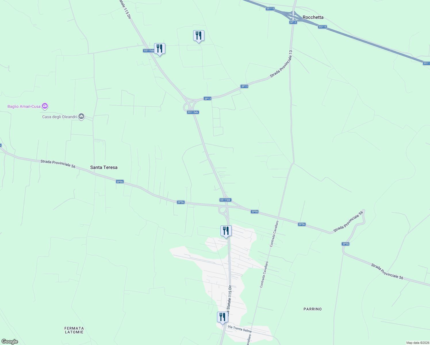map of restaurants, bars, coffee shops, grocery stores, and more near 267 SS115 in Libero consorzio comunale di Trapani